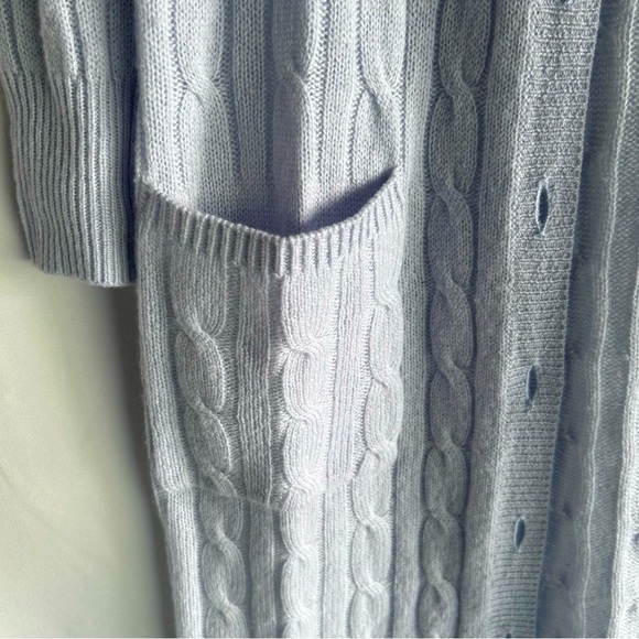 White + Warren Cashmere Longline Lightest Blue Cardigan Duster Sweater Sz Small - Picture 2 of 9